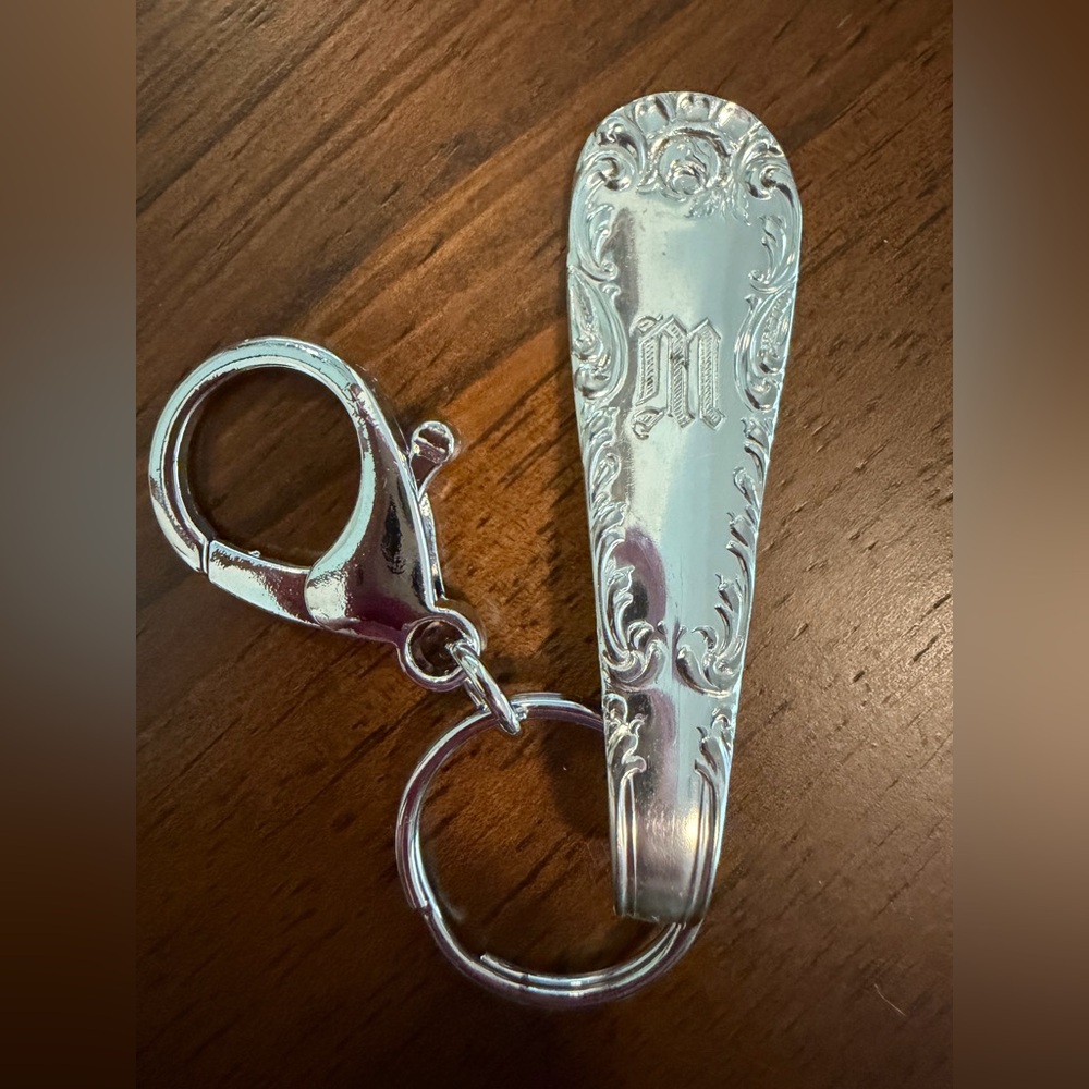 M Engraved Silverware Keychain